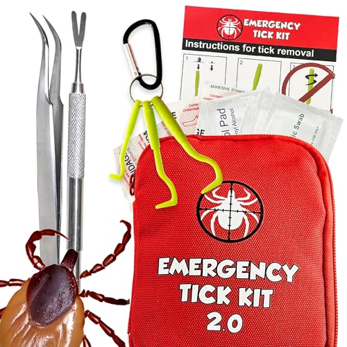 Mega Tick Kit Removal 50pcs Remover Tools for Humans and Dogs - Hiking Gear Tick Puller and Tweezers - First aid kit (1 Set)