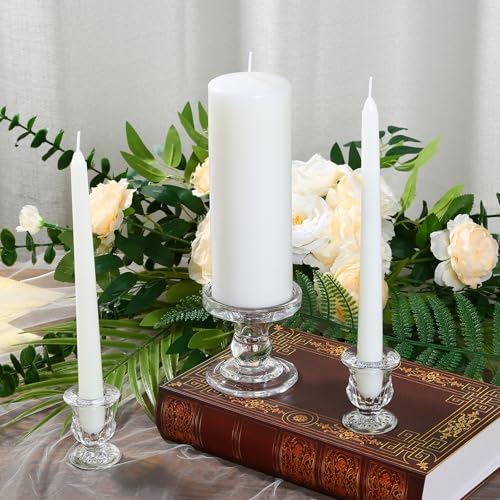 Unity Candle Holder - Glass Candle Holder for Pillar Candle and Taper Candle, Clear Unity Candle Holder Set of 3, Decorative Candlestick Holder Glass Candle Stand for Wedding Table Centerpiece Dinning by LIKEYO - Used condition - Image 3