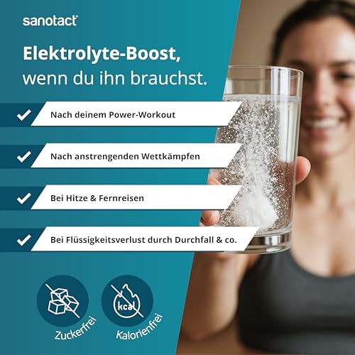 sanotact Elektrolyte Aktiv – 20 Brausetabletten – Mit Magnesium, Natrium & Kalium – Kalorienfrei, zuckerfrei, vegan – Limette-Grapefruit Geschmack – Elektrolyt Made in Germany