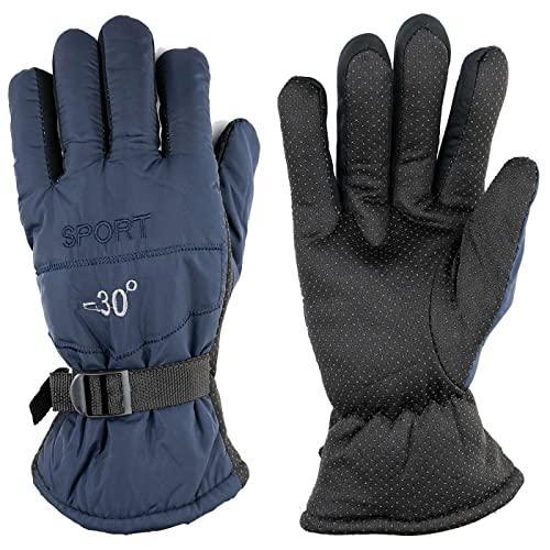 QILZO Gants d'hiver Homme Femme Gants Neige Ski Sport Vélo Moto Scooter Course Plein Air Cyclisme Gants Imperméables Réglables, Taille Unique (Bleu)