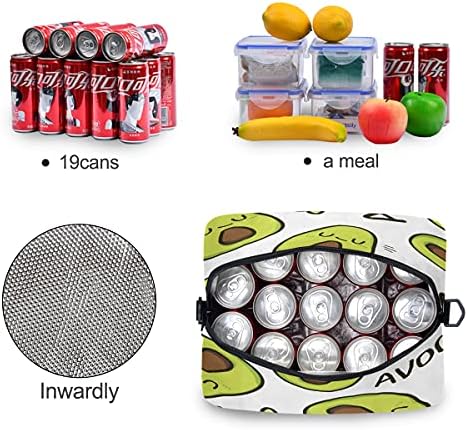 Avocado Pattern Lunch Bag for Kids Insulated Cooler Lunch Box Large Capacity Lunch Organizer for Boys Girls