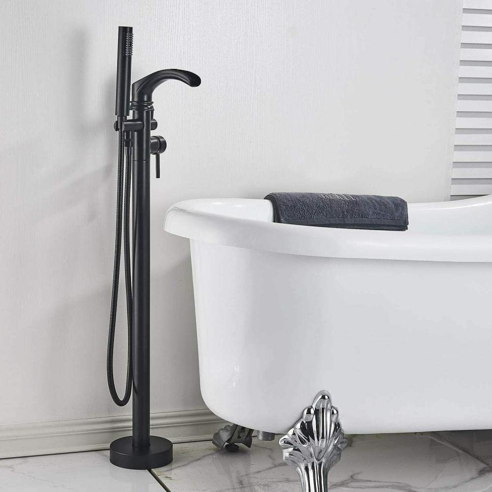 SnamicE Faucet Floor-mounted free-standing bathtub shower faucet waterfall bathtub filling mixer mixer mixer faucet system,Matte Black