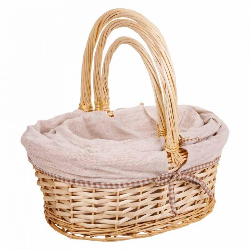 Wicker Lined Baskets Set 3 Pieces, Multicoloured, Standard - Image 2