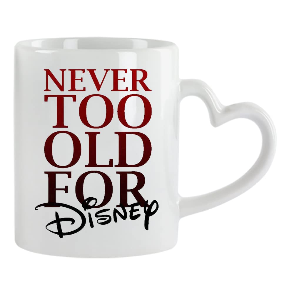 Giftme Never Too Old for Birthday, Christmas, Secret Santa Coffee Tea Mug 11oz Heart Handle Ceramic Mug. (White) โ image 1