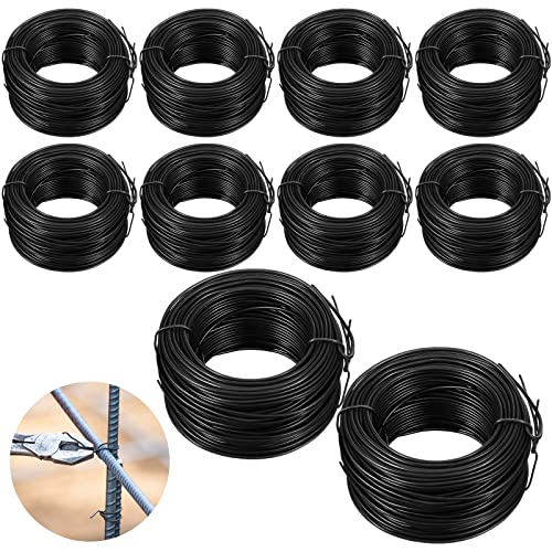 Cunno 10 Roll Rebar Tie Wire 16 Gauge Bailing Wire Roll Rebar Tie Tool Annealed Multi Purpose Flexible Reel for Home Decoration Industrial Tool Total 984 Feet (Black)