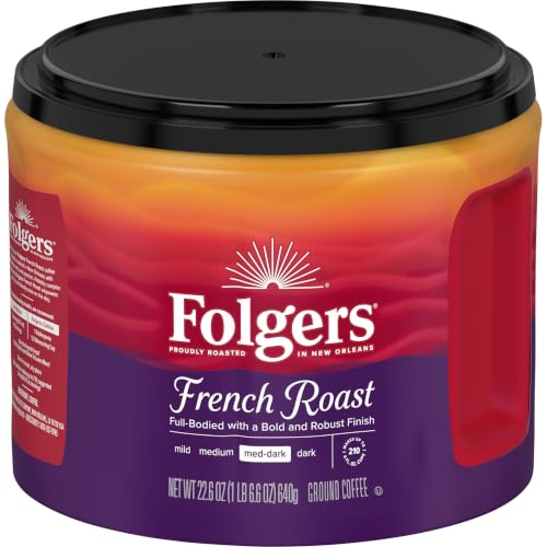 Folgers French Roast Ground Coffee, Medium-Dark Roast, 22.6 Oz. Canister
