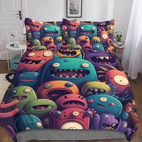 Housse de couette microfibre monstre 3D parure de lit 3 pièces - 5