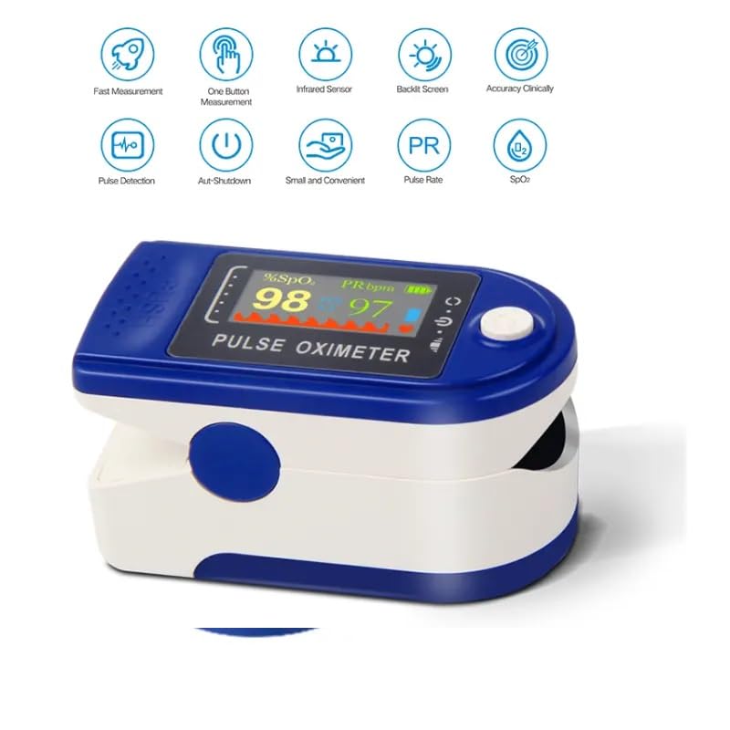 Cardiofrequenzimetro Con Fascia Pulsossimetro Da Dito CMS50M - Misura Ossigeno Nel Sangue E Frequenza Cardiaca, Certificato CE/FDA Pulsossimetro Per Anziani