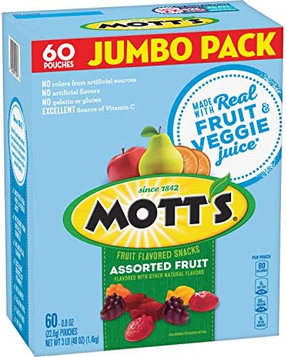 Mott's Mott's Fruit Flavored Snacks Assorted Fruit, 0.8 oz, 60 ct