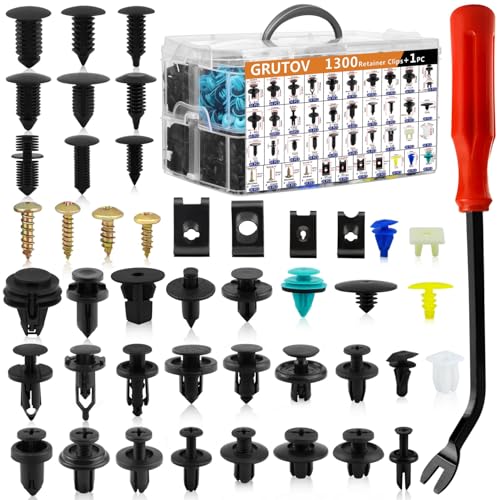 1301PCS Car U Clips with Screw Assortment Kit Automotive Plastic Fasteners Push Pins Assortment with Remover Car Bumper Fender Clips Kit for Honda Ford Toyota GM Chrysler BMW Benz Nissan Subaru