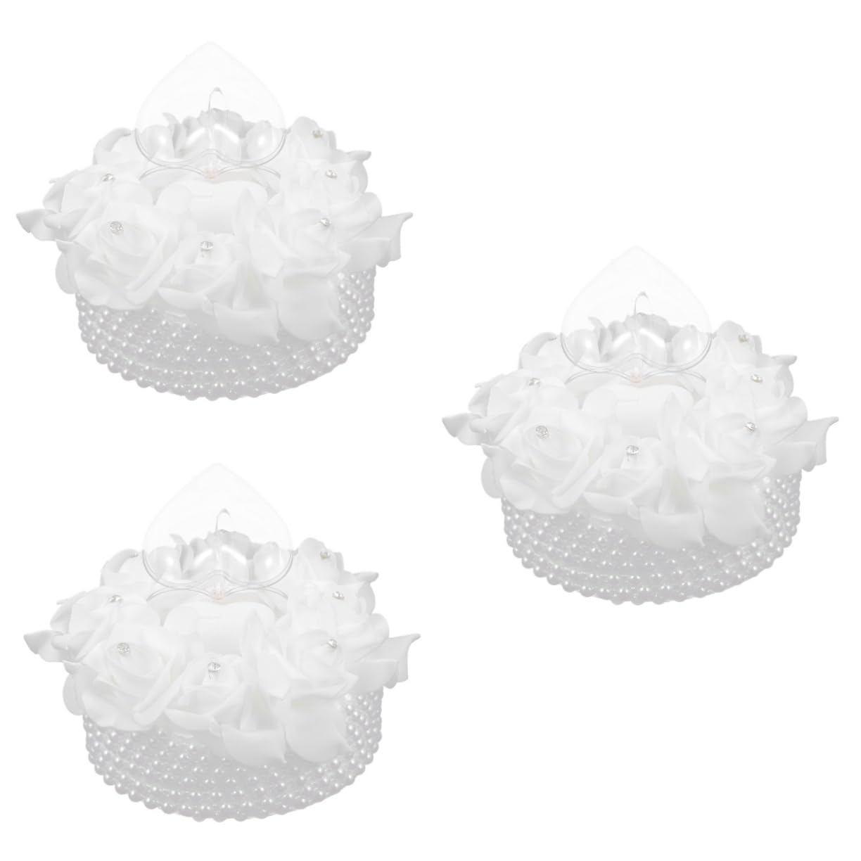 Ciieeo 3pièces Coussin Anneau De Mariage Forme De Gâteau avec Roses Boîte pour Cérémonie Fiançailles Et
