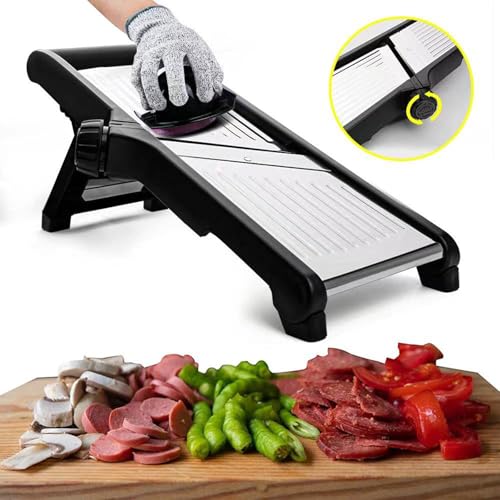 Mandoline Vegetable Slicer, Adjustable Mandoline Slicer Stainless Steel Vegetable Chopper with Hand Guard Gloves, Mandoline Food Slicer for Fruit and Vegetables - Image 2
