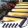 PATIOWIN Solar Step Lights for Outside,24 LEDs Solar Step Lights Outdoor Waterproof IP65,Solar Lights Outdoor Decorations for Yard, Stair, Step, Patio, Deck, Wall(6 Pack, Warm White)