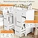 Caviresta White 36x18.3x34 Transitional Vanity with Ceramic Basin, Solid Wood Cabinet, Soft-Close Technology, 3 Drawers One Deep for Toiletries and Tools