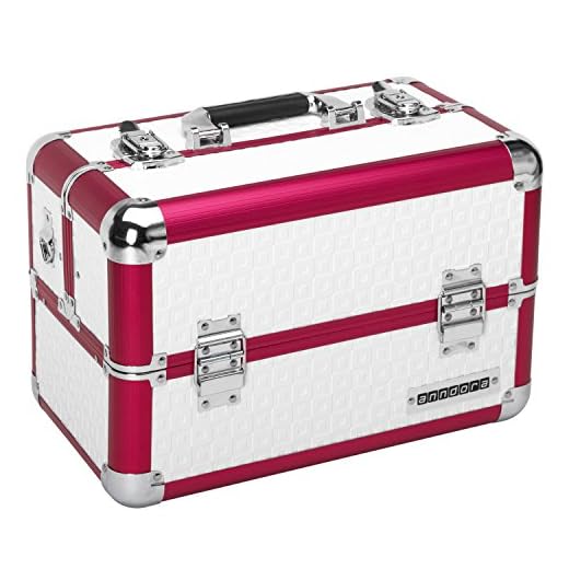 anndora Beauty Case Kosmetikkoffer Schminkkoffer Werkzeugkoffer - Rot Weiß Karo