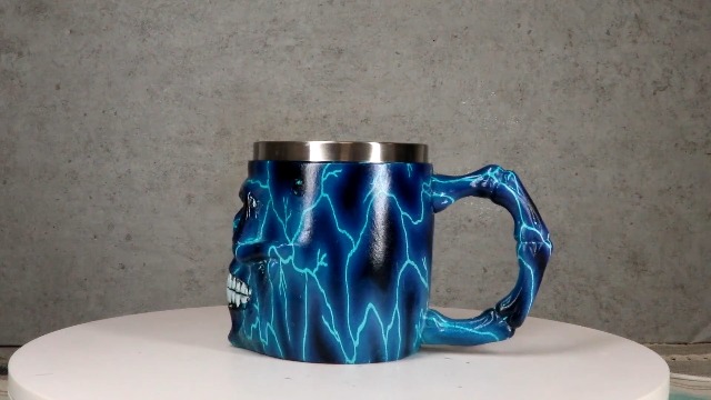 Taza de café con diseño calavera rayo azul 14 oz miniatura 7