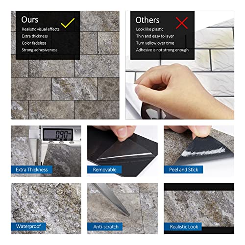 Funstick Peel And Stick Backsplash Tiles For Kitchen 3"X6" 85 Tiles Brown Grey Stick On Backsplash For Kitchen Tiles Peel And Stick Subway Tile Backsplash For Bathroom Wall Tile Laundry Marble Granite #TOP3