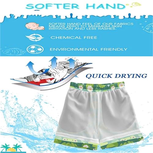 visesunny Summer Boy's Beach Shorts Pond Flower Frog Pattern Quick Dry Swim Trunks Baby Boy Bathing Suit3