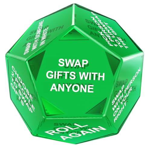 Santa Swap Gift Exchange Dice Xmas Stocking Stuffers 2025 Exchange Game 12 Sided Dice for Holiday Parties Family Gatherings & Office Events with Themed Gameplay Actions