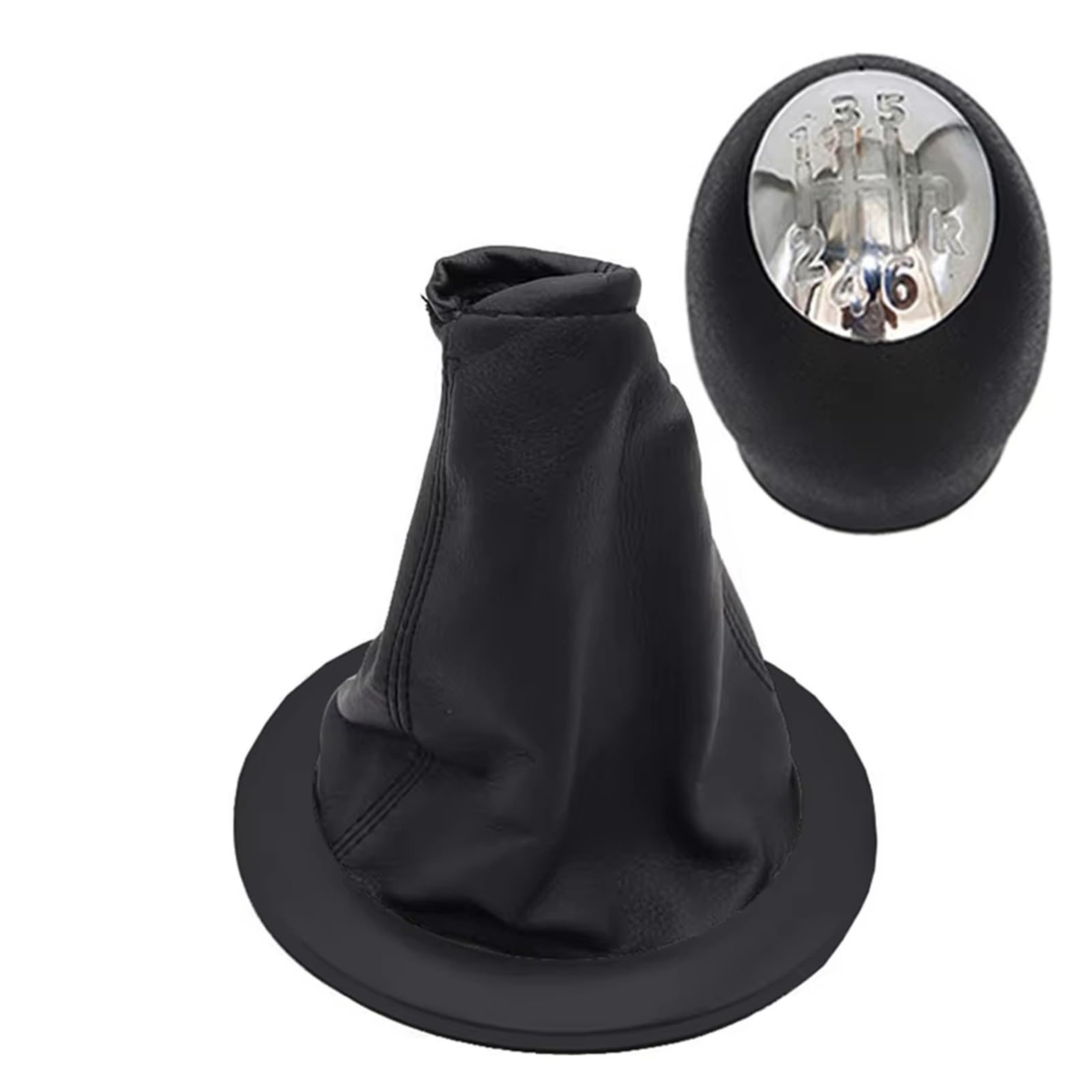 Axexnejv Chrome Set Shift Gear Lever Knob For Megane 2 Ii Mk2 2002-2009 Gearbox Gaiter Stick Cover 6 Speed Gear Shift Knob Boot Lever Gear Shifter Knob Handle(Chrome Set)