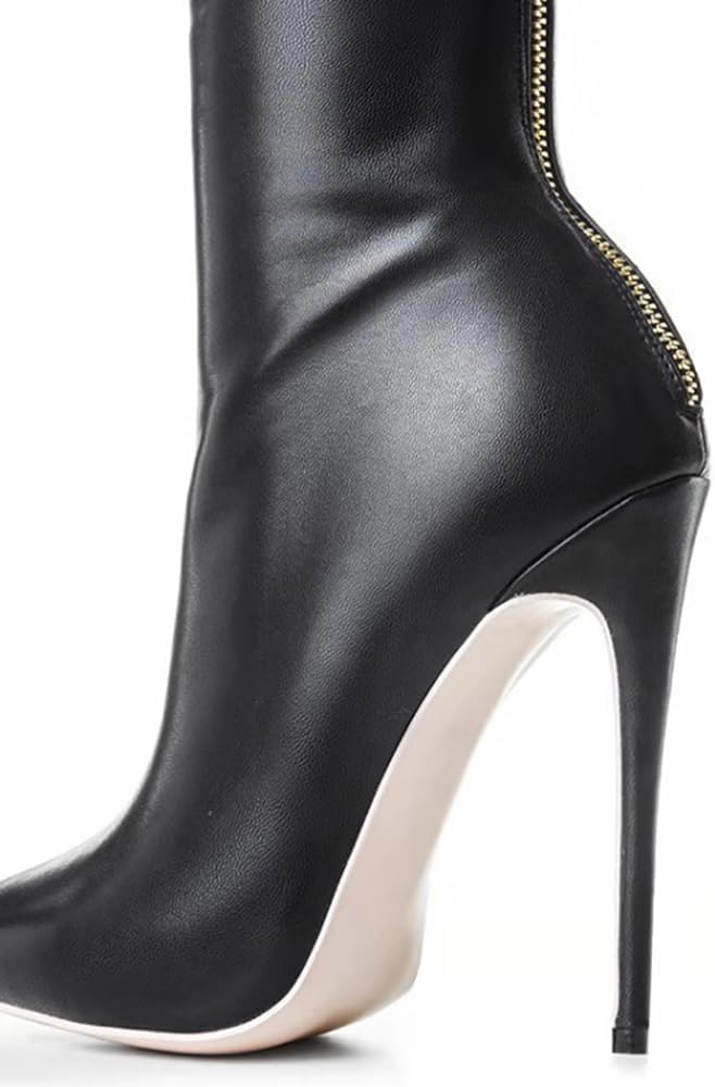 YING LAN Over the Knee High Boots for Women Sexy Zipper Pointed Toe High Heel Faux Leather Surgical Stretch Riding Thigh High Boots - Image 2