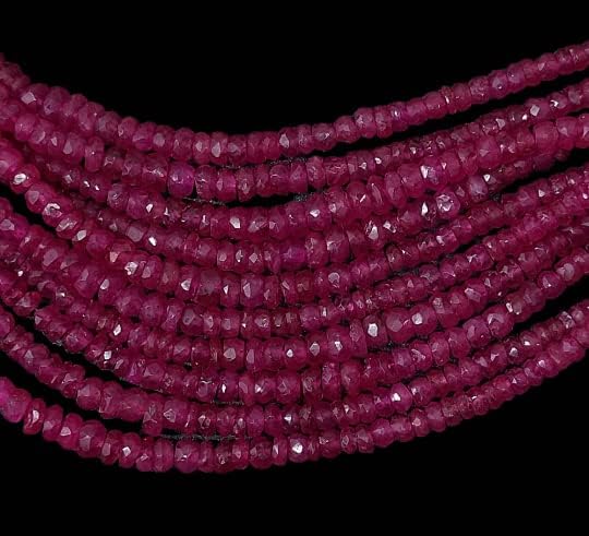 Miniatura 8 de Krishiv Exports - Cuentas facetadas de rubí natural raras/Cuentas facetadas de rubí/Rubí facetado Rondelle/Rubí Piedra preciosa/Rubí/16 "Strand/2.5