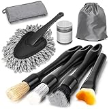 Viewmax 8PCS Car Detailing Brush Set, Interior Car Cleaning Kit with Dash Duster, 4 Detailing Brushes (Soft to Hard), Microfiber Towel, Cleaning Gel, for Vents, Dashboard & Leather Seats