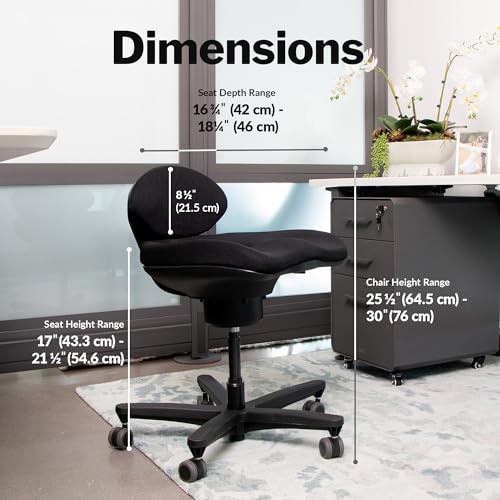 Image of Vari CoreChair - Ergonomic Armless Office Chair for Active Sitting, Core Support & Posture - Adjustable Seat Height & Depth - Compact Task Chair for Home Office Desk - 250 lb Capacity (Black)