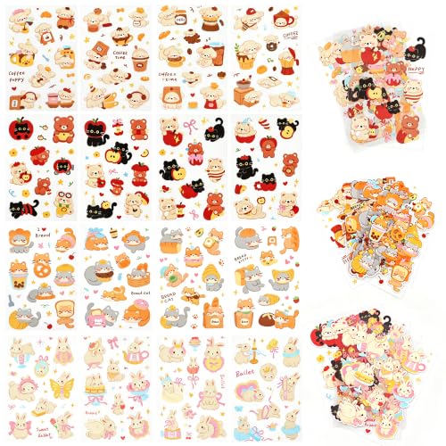 Image of 128Pcs Cute Pets for Scrapbooking,Self-Adhesive Transparent Cute Pets Scrapbook Supplies Journaling Supplies for Adult Card Making Letters DIY Water Bottle Cards Decoration