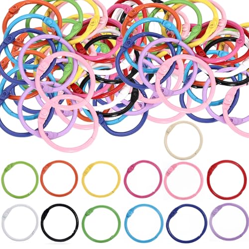 130 PCS Loose Leaf Binder Rings, 1 Inch 13 Colors Colorful Metal Rings for Index Cards Flashcards Notebook Keychain Key Binde for Office School Home