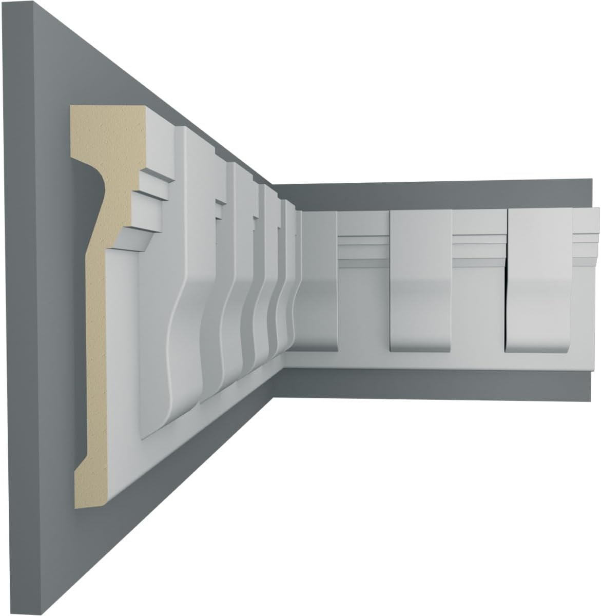 Ekena Millwork 5 5/8"H x 1 1/4"P x 94 1/2"L, (3 7/8" Repeat), Chesterfield Dentil Block Chair Rail