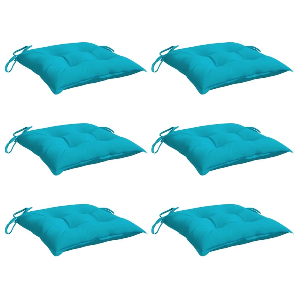 Tomostar Lot de 6 Coussins de Chaise de Jardin, Galette de Chaise Coussin d'assise Extérieur Jardin Turquoise 40x40x7 cm Tissu