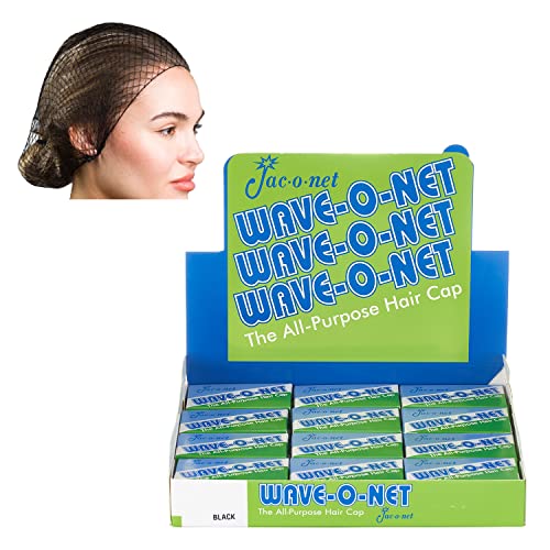 Hair Net Wave-O-Net Medium Weight Black Packed 24 per Display,1 Display of 24 Nets