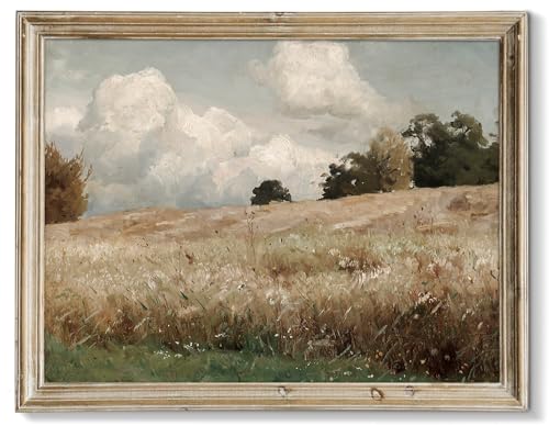 RETRART Vintage Wall Art, Wildflower Field Landscape Oil Painting - The Vast Grassland Wall Art Room Eclectic Decor - 8" x 10" Unframed Canvas Prints for Bedroom Living Room Bathroom Wall Decor
