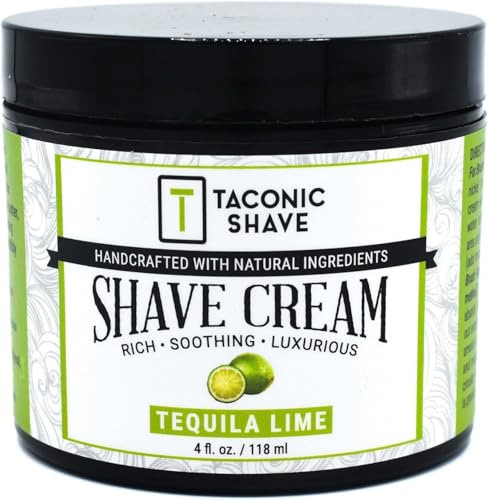 Taconic Shave 4オズ - ライムシェービングクリームは、Aリッチで贅沢な泡を作成します。 - アメリカ製