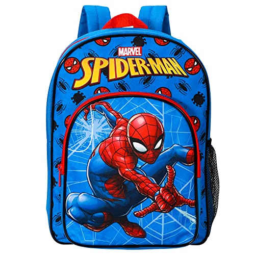William Lamb Spiderman Kids Childrens Premium Backpack School Travel Bag with side mesh pocket and front zipped pocket, Multicolour, 36.7cm (height), 26cm (width), 13cm (depth) (02908)