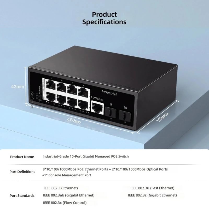 Conmutación de datos Ethernet industrial para proyectos de cámara y automatización