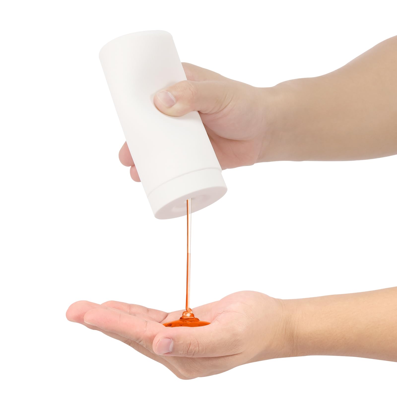 Silicone Squeeze Bottle Soap Dispenser 240ml Reusable Washing Liquid Dispenser Easy Squeeze Dish Soap Dispenser Leakproof Hand Soap Bottle for Essential Oil Lotion Shampoo Conditioner(white)