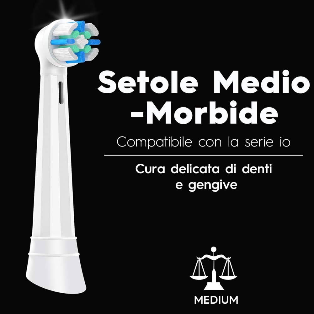 Testine di ricambio Compatibili con Oral B IO Pazzolini Elettrici, Spazzolini da Denti Compatibili con Oral B IO 2/3/4/5/6/7/8/9/10 per la cura Orale Quotidiana (12 Bianco Nero) - 4