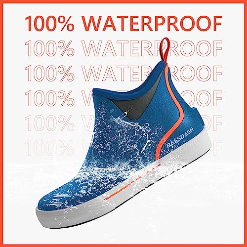 Image of BASSDASH Men's 4.5 inch Waterproof Fishing Deck Boots Anti-Slip Rubber Ankle Boots Rain Shoes for Boating Gardening Working