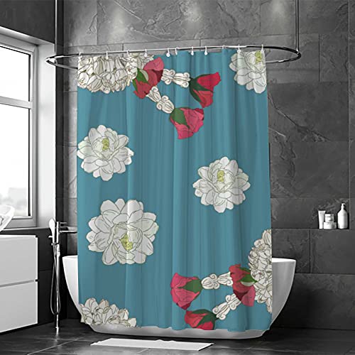 Rideau de douche anti-moisissure lavable en machine polyester floral