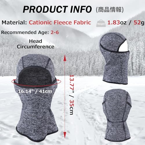 Image of Azarxis Kids Balaclava Ski Mask Windproof Fleece Neck Warmer Gaiter Winter Hat Face Cover with Hood for Cold Weather Boys Girls