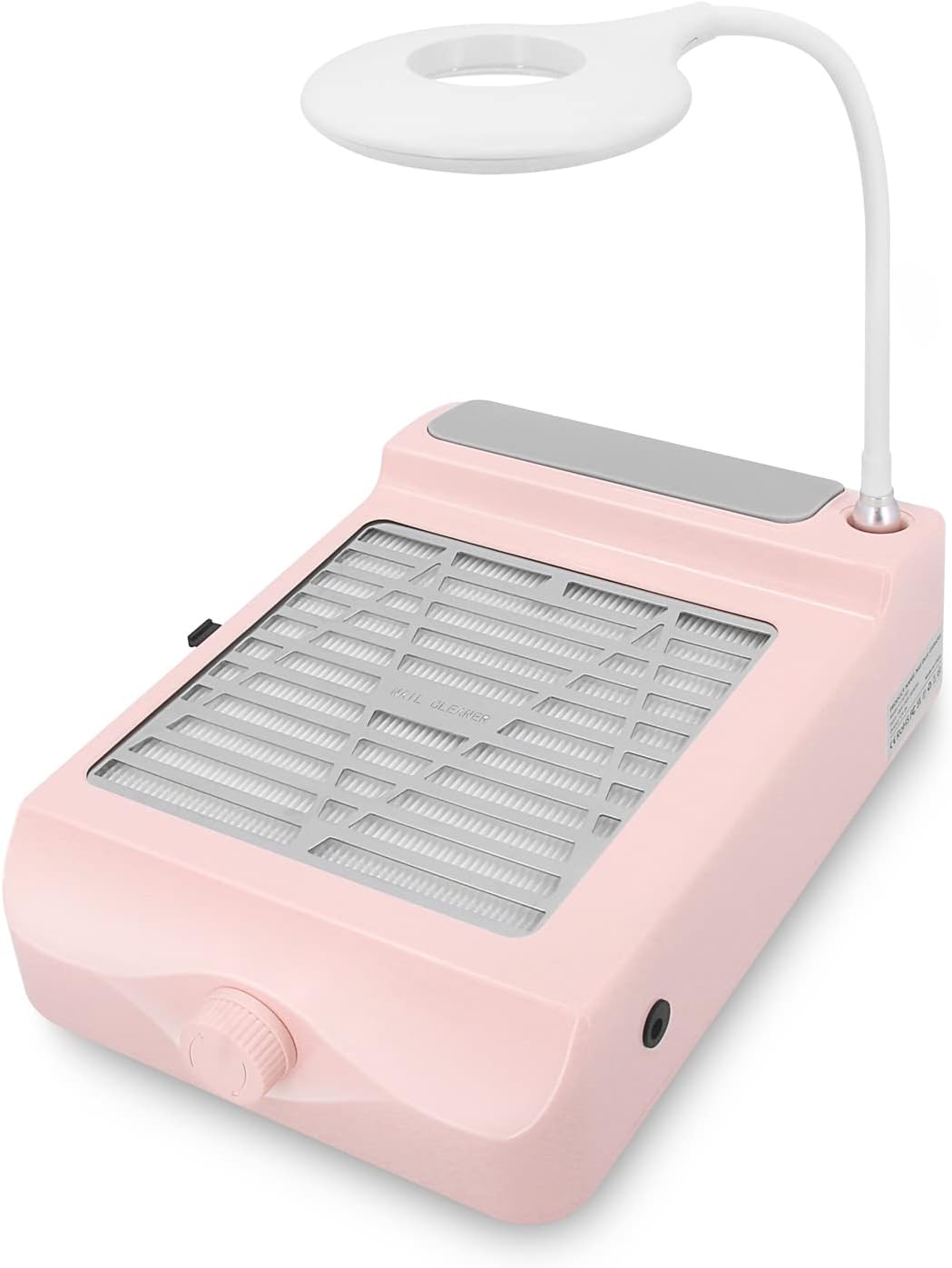 AONOLOVO Nail Dust Collector, Adjustable Suction, Professional Nail Fan Dust Collector with Light Manicure Dust Collector Nail Tech Vacuum Cleaner Machine for Acrylic Nails Removal, Pink