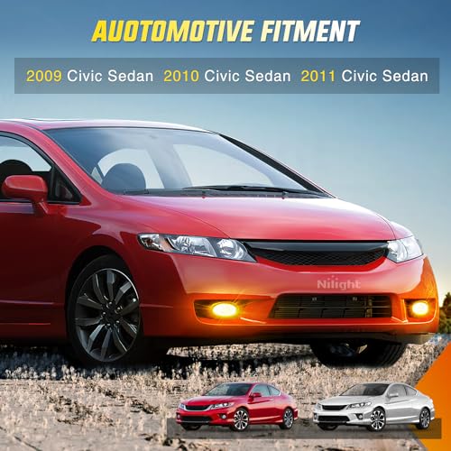 Nilight Fog Light Assembly Compatible with Civic Sedan 2009 2010 2011 4 Door with Amber Lens Lamps Replacement H11 12V 55W Bulbs by Nilight - Used condition - Image 8