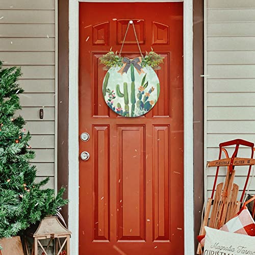Cute Succulents Cactus Door Wreaths For Front Door Outside, Summer Tropical Watercolor Round Hanging Signs For Home Decor Holiday Porch Wall Farmhouse Indoor Outdoor Decorations #TOP5