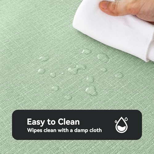 Image of Romanstile 100% Waterproof PVC Tablecloth Rectangle, Oil Spill Proof Stain Resistant Vinyl Table Cloth, Wipe Clean Plastic Table Covers for Kitchen /Dining /Parties - 54 x 108 Inch, Sage
