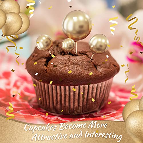 120 Pcs Gold Balls Cake Topper, Mini Balloons Cake Topper, Diy Cake Insert Toppers, Cake Decoration For Birthday, Party, Wedding, Anniversary, Baby Shower #TOP6