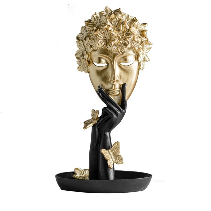 Estatua Moderna Abstracta de Rostro con Mariposas Doradas miniatura 5