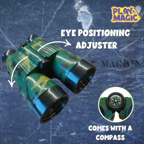 PlayMagic Binocular|Army Style Folding Telescop Toy|Compass & Neck String Included|Long Distance Vision|Adventure and Birdwatching Toy|Spy Toy|Birthday Gift for Kids 3 yr+|Made in India|Assorted - Image 3 thumbnail
