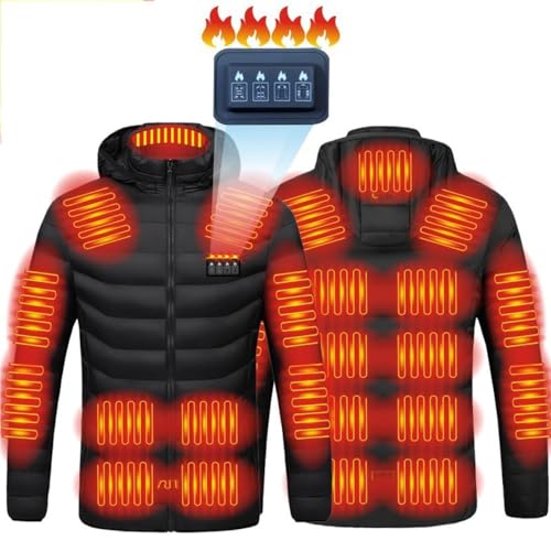 Abrigo con capucha con calefacción, 21 zonas de calefacción, chaqueta con calefacción for hombres y mujeres, chaleco con calefacción con carga USB, chaqueta cálida con capucha for pesca, motocicleta,